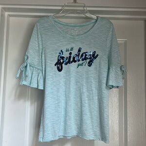 SO Teal and White Striped Top